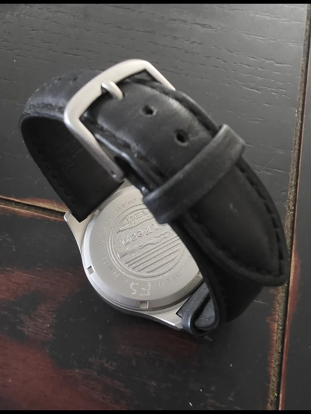 L.L. Bean Men's Black Dial Leather Strap Watch